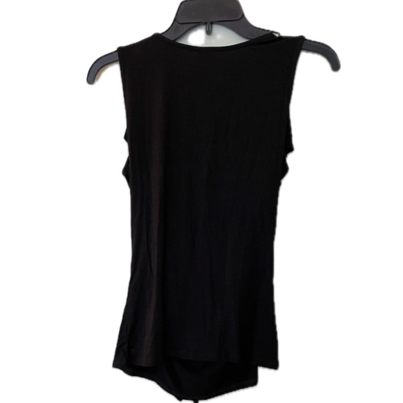 Kay Celine Sleeveless Black Top with Zipper and Ruffles. Size S - Picture 2 of 6
